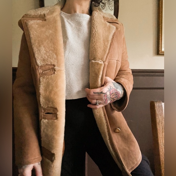Vintage Jackets & Blazers - VINTAGE 70s Orvis Shearling Coat Womens Medium